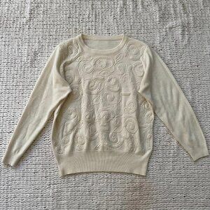 Vintage Cream Coloured Textured Sweater - Size Small